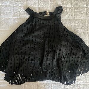 Black Eyelet Swim Top